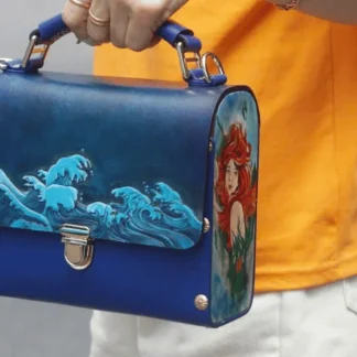 Saigon Leather’s Handcrafted Leather Bag – Ocean Wave Art Edition