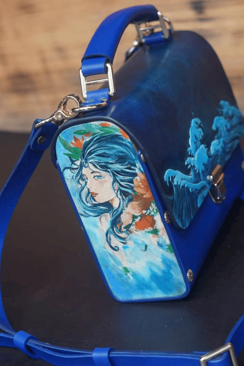Saigon Leather’s Handcrafted Leather Bag – Ocean Wave Art Edition - Image 8