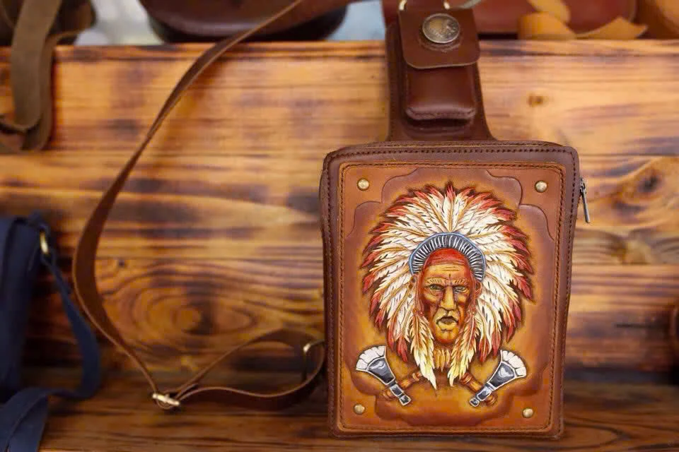 Saigon Leather’s Handcrafted Sling Bag – Native Chief Edition - Image 3