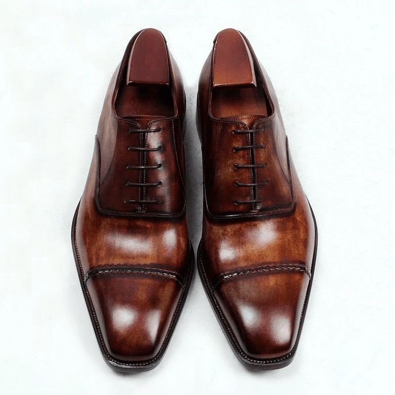 Saigon Leather’s Classic Hand-Patina Oxford Shoes – Amber Brown - Image 2