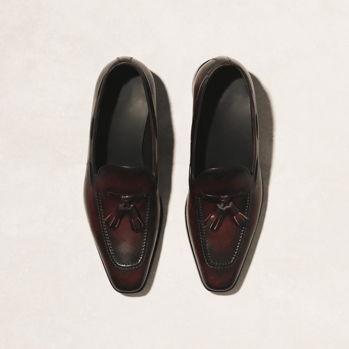 Saigon Leather’s Verona Tassel Loafer – Hand-Patinated Leather in Burgundy EleganceSaigon Leather’s Verona Tassel Loafer – Hand-Patinated Leather in Burgundy Elegance - Image 3