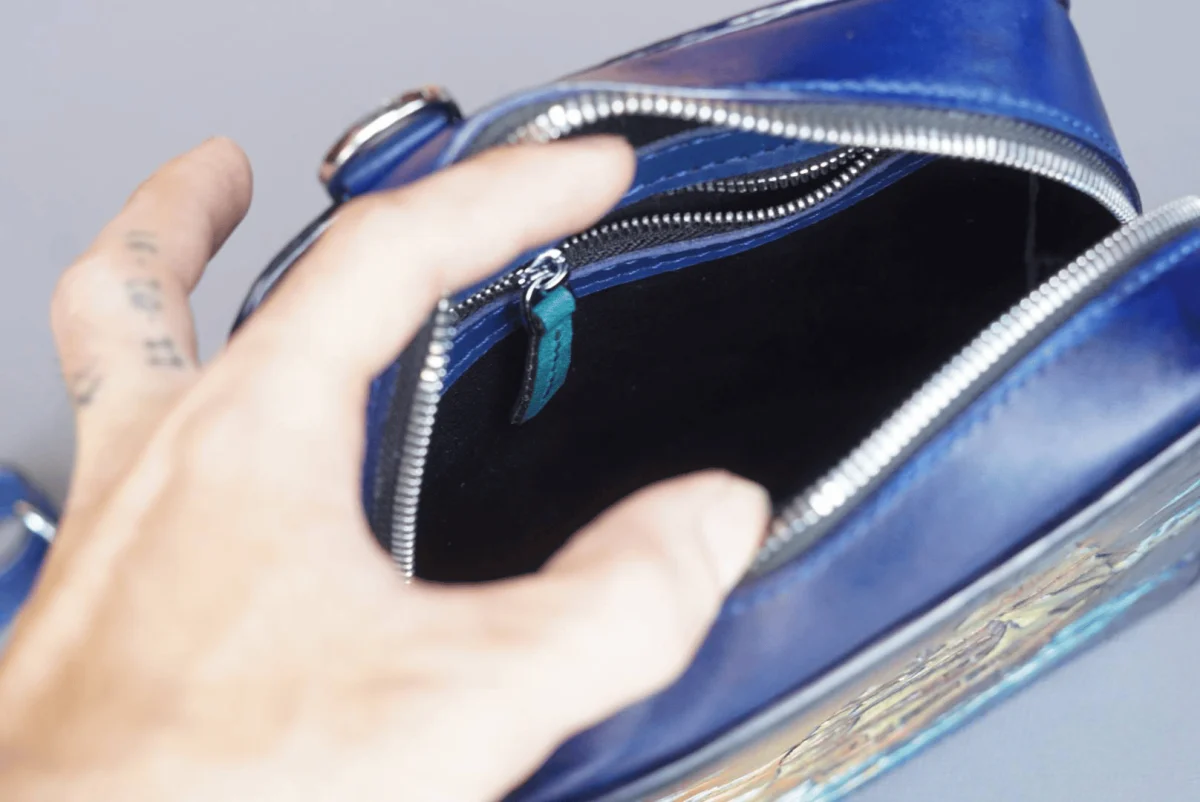 Saigon Leather’s Monaco Chest Bag – Hand-Dyed Leather with Sailboat Carving for Smooth Sailing - Image 5
