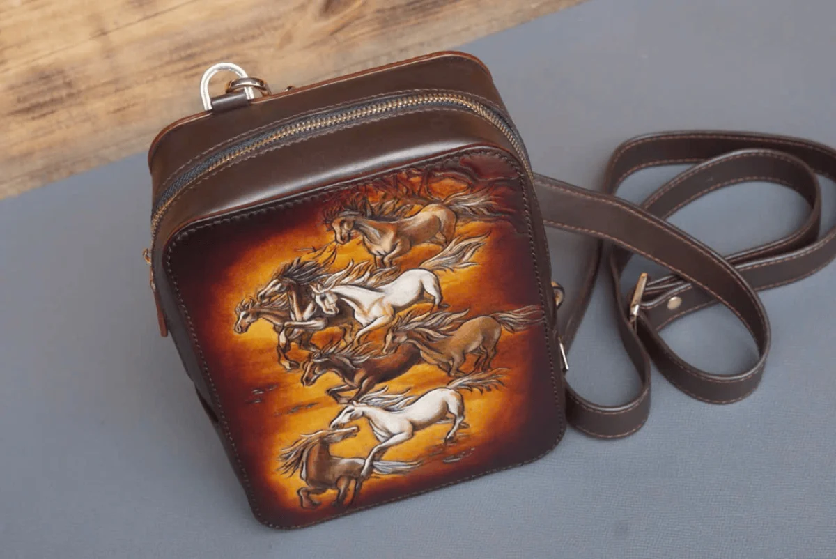 Saigon Leather’s Monaco Chest Bag – Hand-Dyed Leather with Galloping Horses for Prosperity - Image 5
