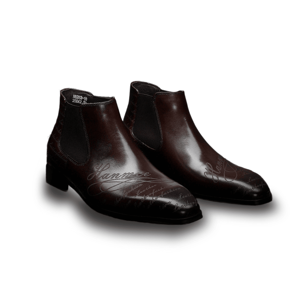 Saigon Leather's London Chelsea Boots with Scripted Engravings - Image 2