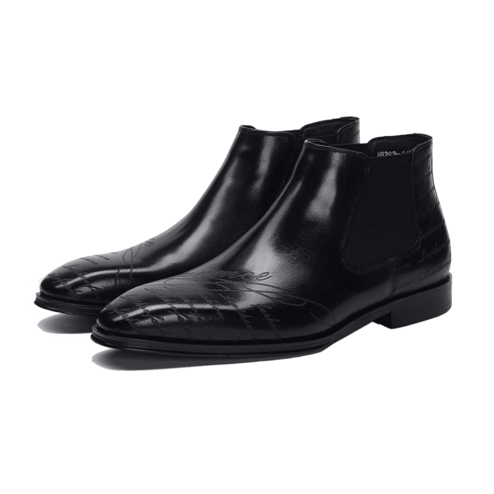 Saigon Leather's London Chelsea Boots with Scripted Engravings - Image 4