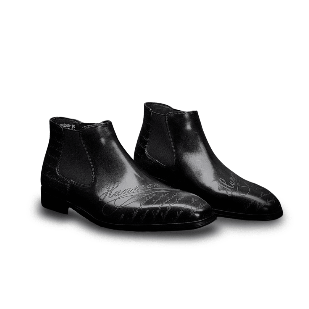 Saigon Leather's London Chelsea Boots with Scripted Engravings - Image 3