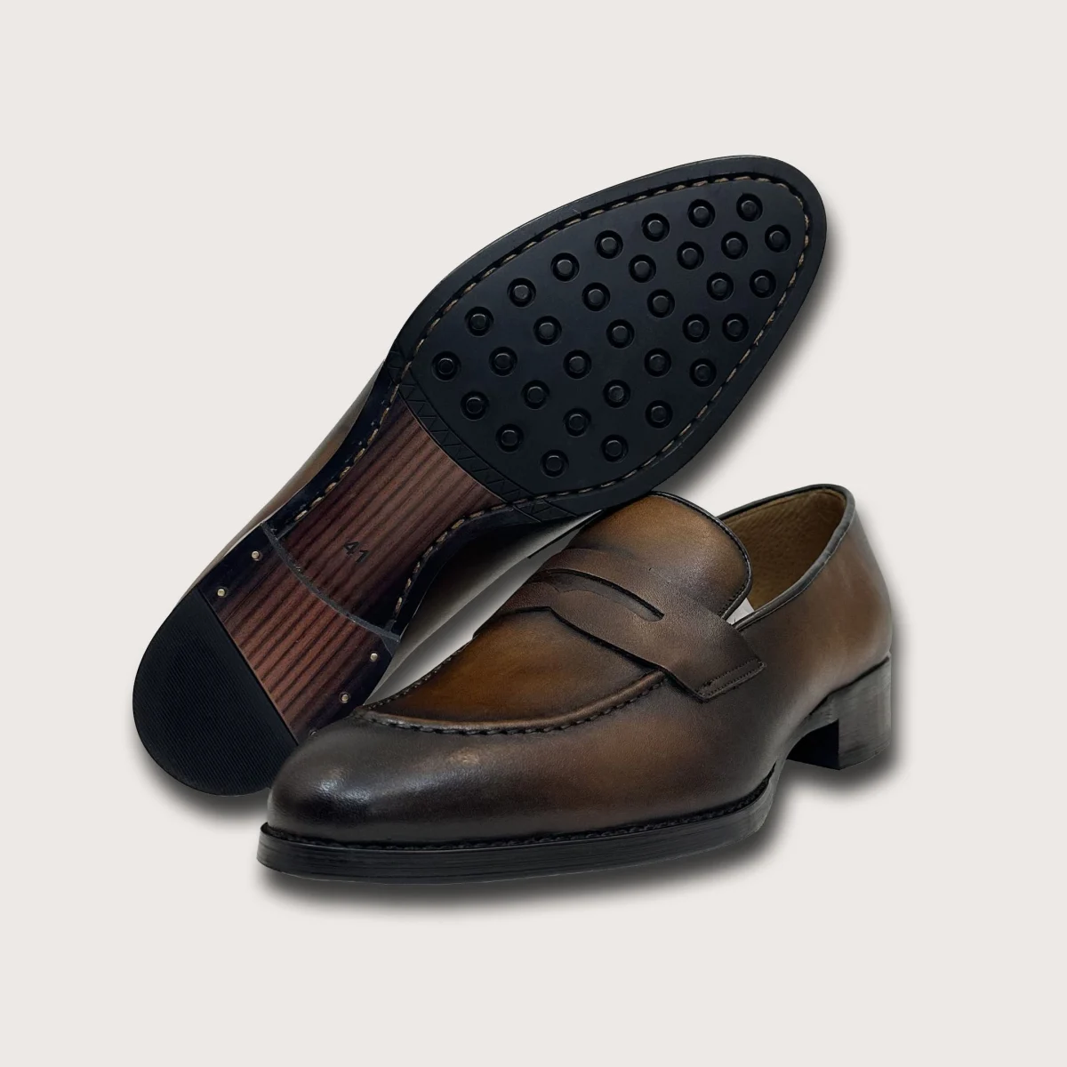 Saigon Leather's Oxford Penny Loafers with Patina Finish - Image 6