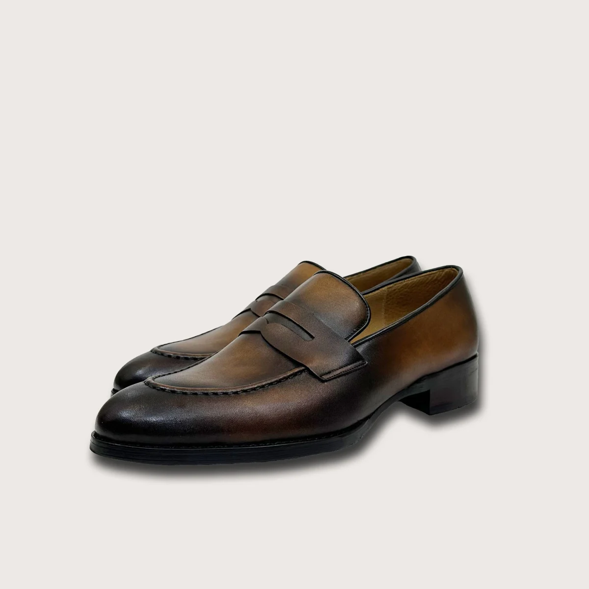 Saigon Leather's Oxford Penny Loafers with Patina Finish