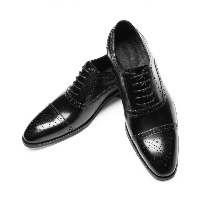 Saigon Leather's Elegant Cap Toe Semi Brogue Oxford Shoes - Image 5