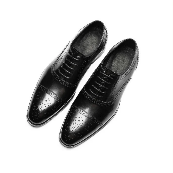 Saigon Leather's Elegant Cap Toe Semi Brogue Oxford Shoes - Image 7