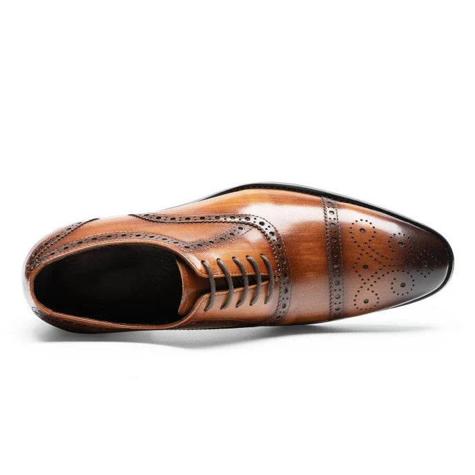 Saigon Leather's Elegant Cap Toe Semi Brogue Oxford Shoes - Image 9