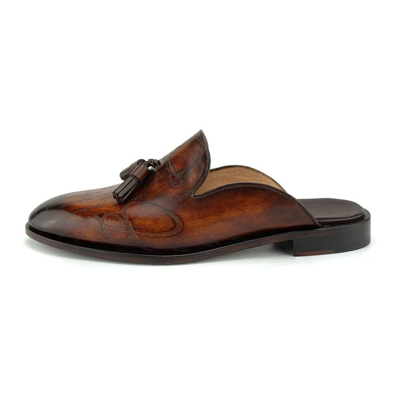 Saigon Leather's Heritage Mule Loafers with Scripted Tassels - Image 2