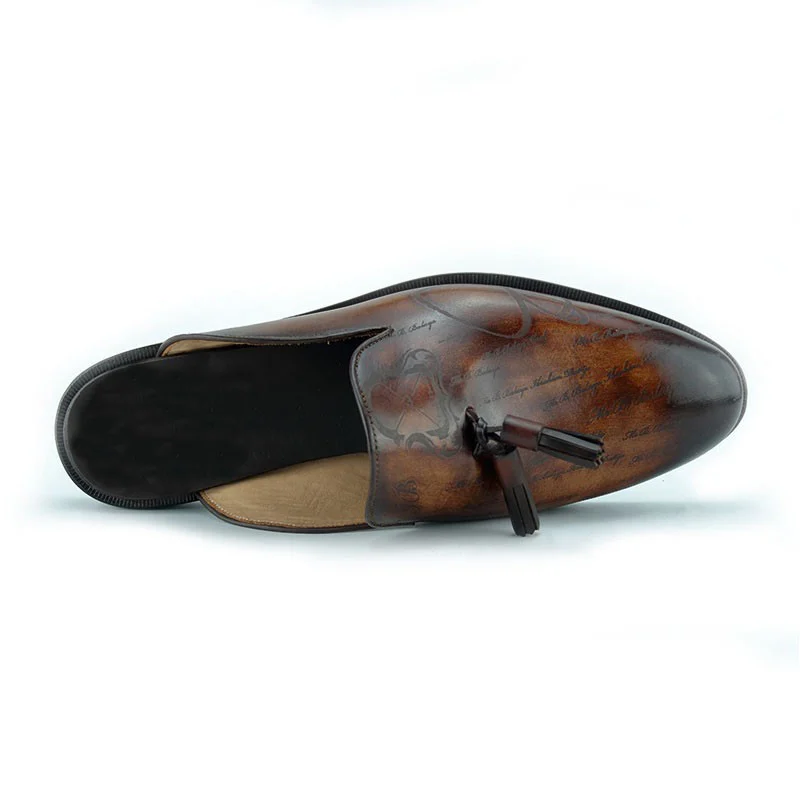 Saigon Leather's Heritage Mule Loafers with Scripted Tassels - Image 3