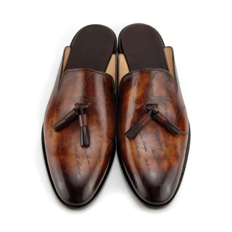 Saigon Leather's Heritage Mule Loafers with Scripted Tassels - Image 5