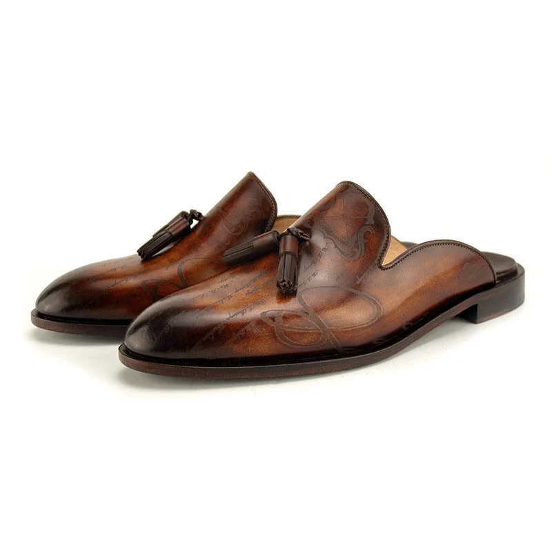 Saigon Leather's Heritage Mule Loafers with Scripted Tassels