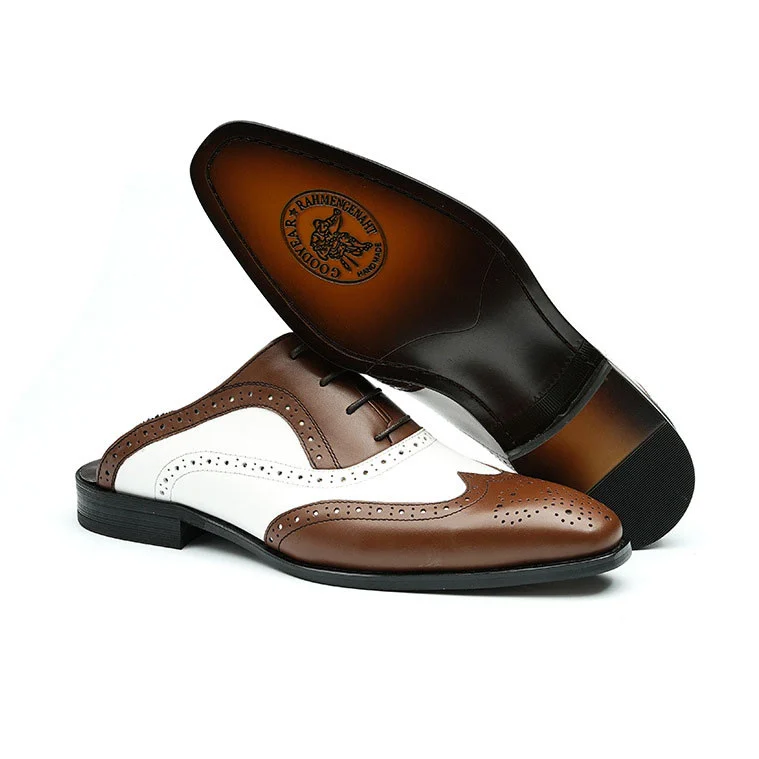 Saigon Leather's Classic Leather Brogue Mules for Men - Image 7