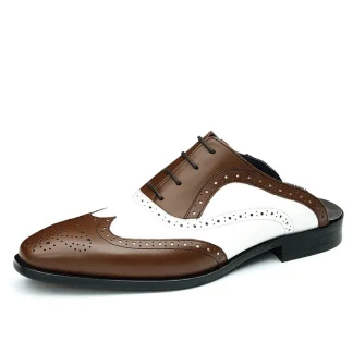 Saigon Leather's Classic Leather Brogue Mules for Men