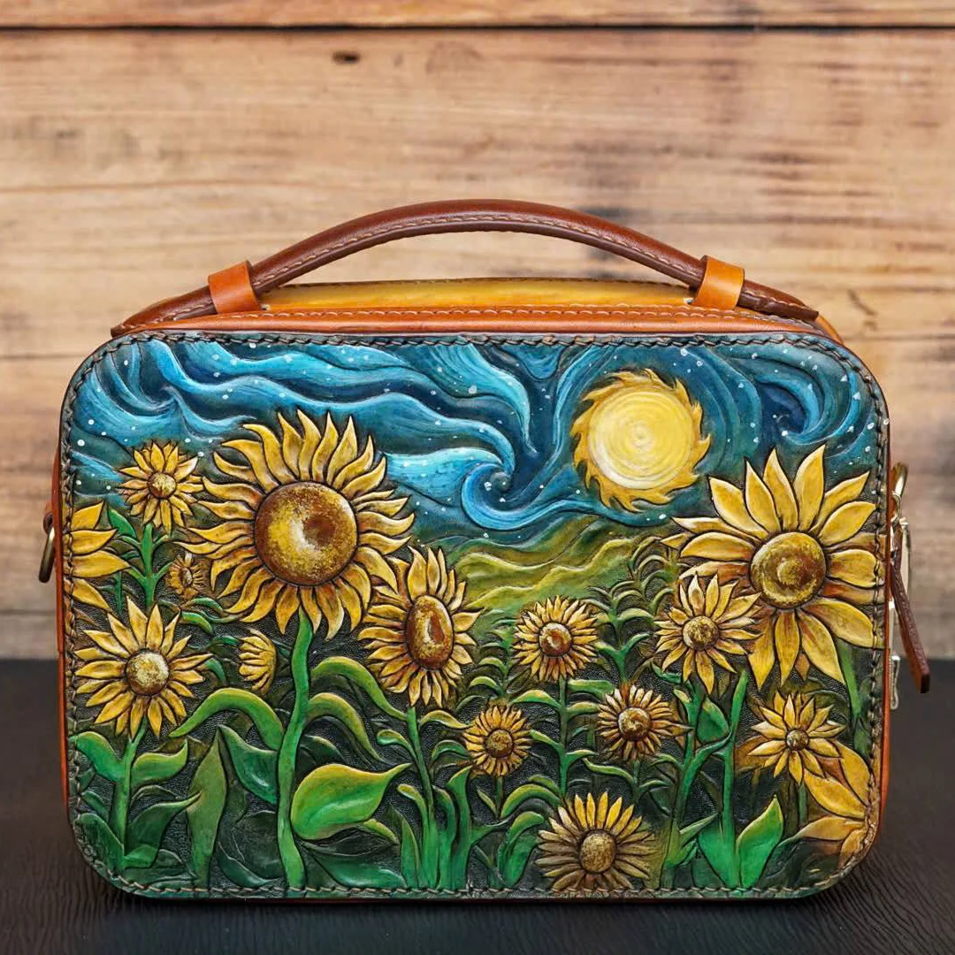 Saigon Leather’s Sunlit Sonata – Hand-Painted Sunflower Reverie Edition