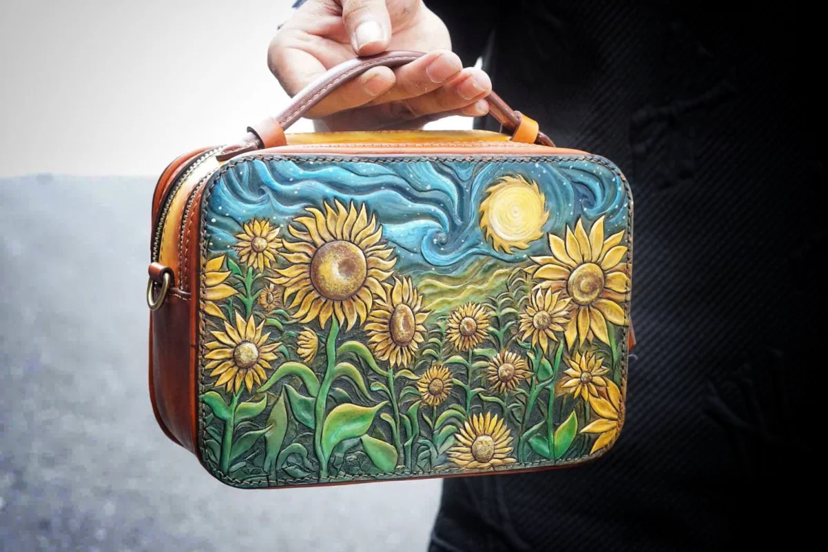 Saigon Leather’s Sunlit Sonata – Hand-Painted Sunflower Reverie Edition - Image 2
