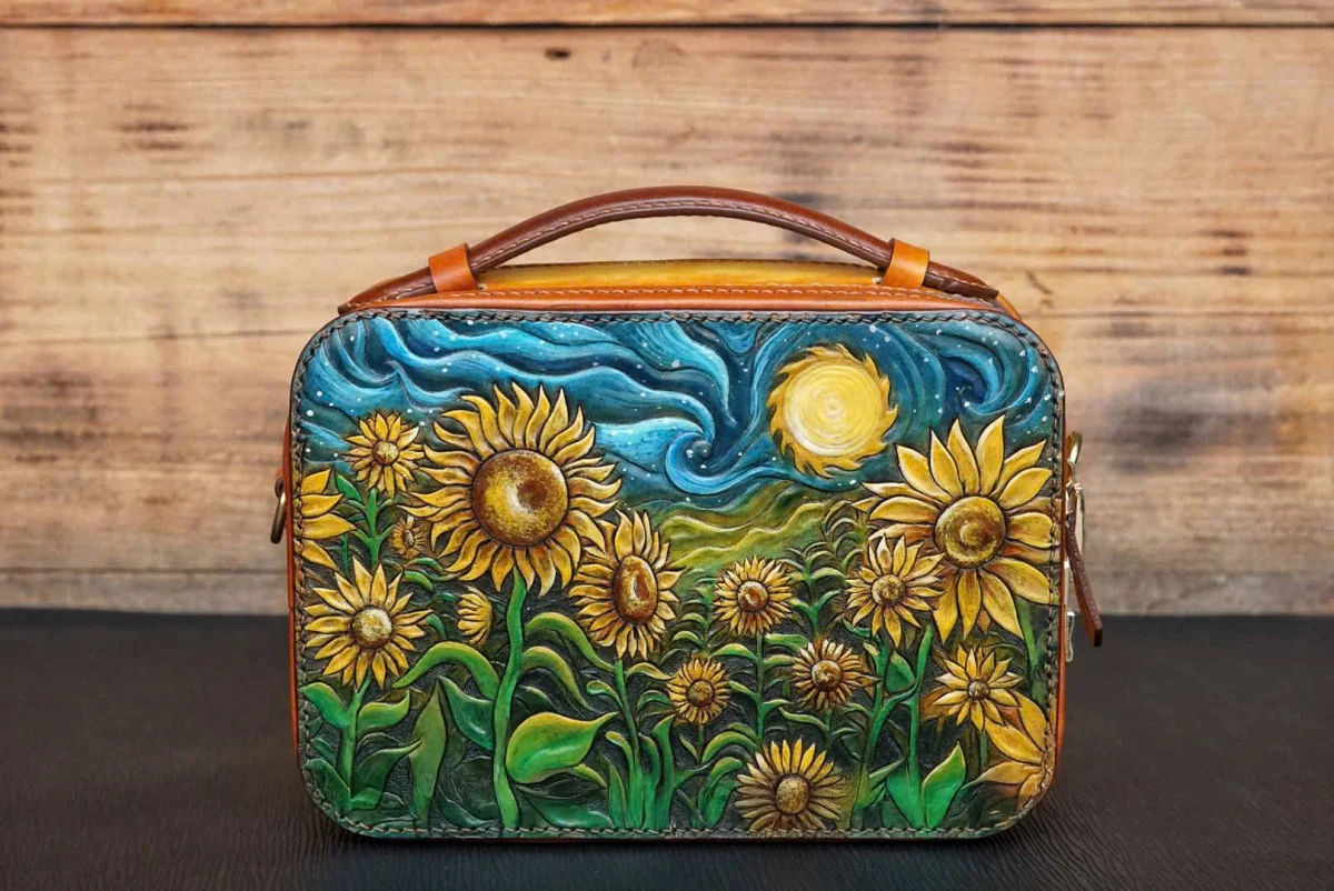 Saigon Leather’s Sunlit Sonata – Hand-Painted Sunflower Reverie Edition - Image 3