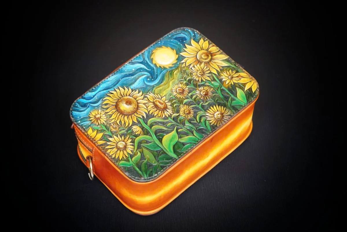 Saigon Leather’s Sunlit Sonata – Hand-Painted Sunflower Reverie Edition - Image 4