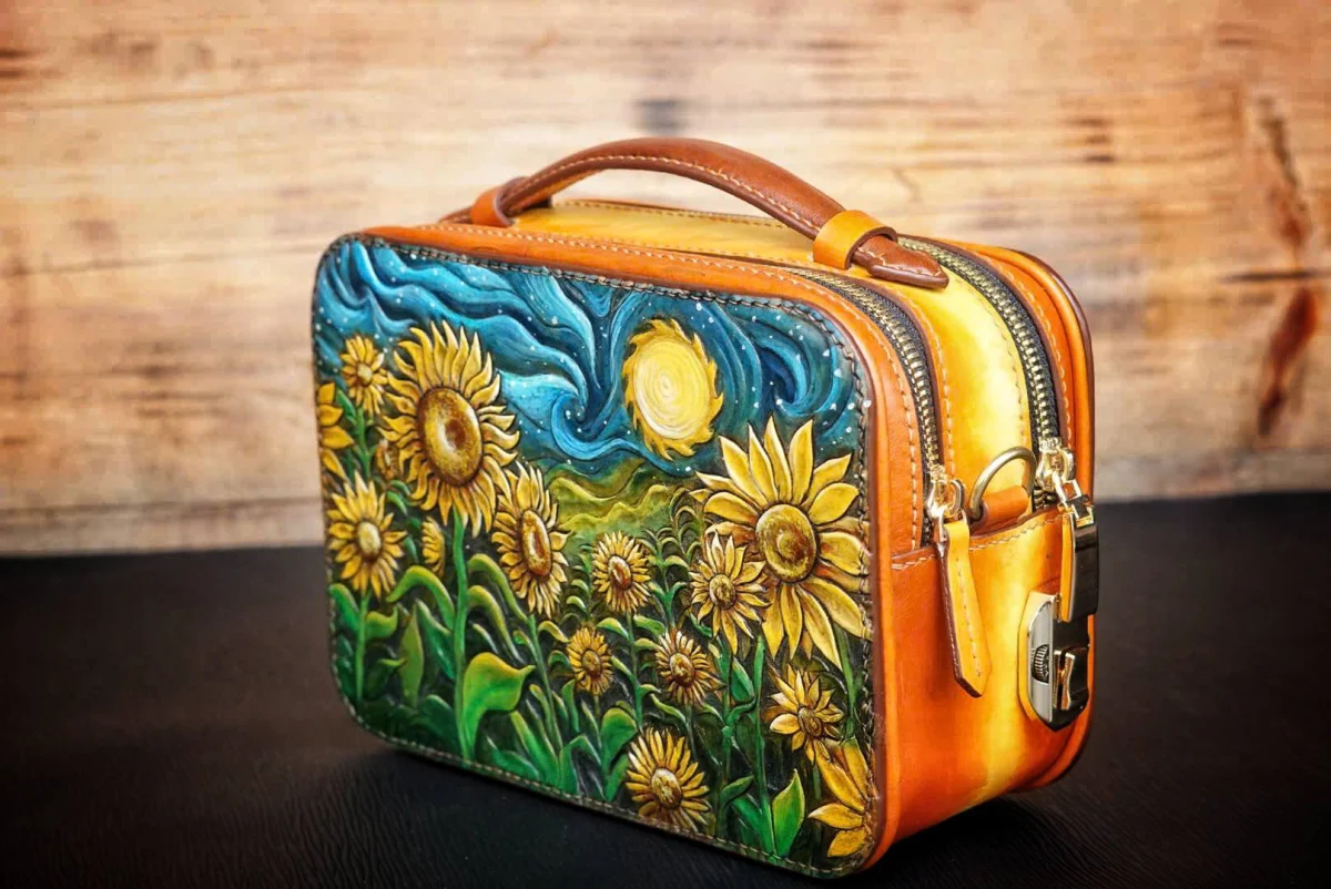 Saigon Leather’s Sunlit Sonata – Hand-Painted Sunflower Reverie Edition - Image 6