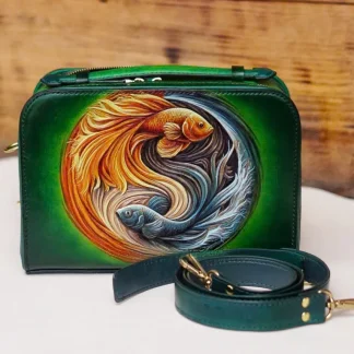 Saigon Leather’s Yin-Yang Betta Fish Hand-Carved Full-Grain Leather Bag
