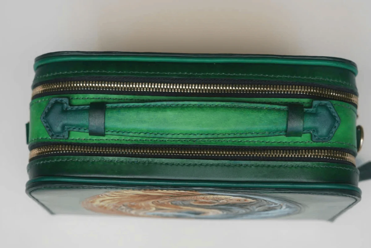 Saigon Leather’s Yin-Yang Betta Fish Hand-Carved Full-Grain Leather Bag - Image 10