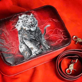 Saigon Leather’s White Tiger Hand-Carved Full-Grain Leather Bag
