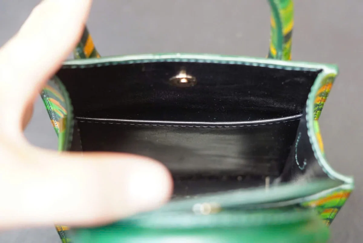 Saigon Leather Hand-Painted Leather Bag “Leopard Roar” – Tropical Jungle Green - Image 6