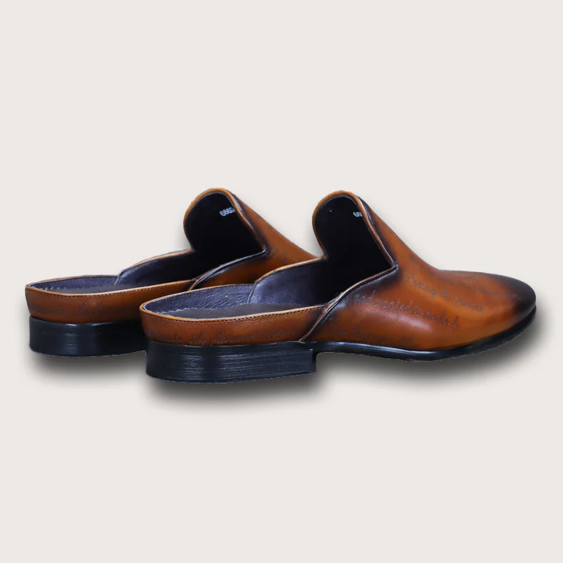 Saigon Leather's Handcrafted Vintage Engraved Mule Loafers - Image 6