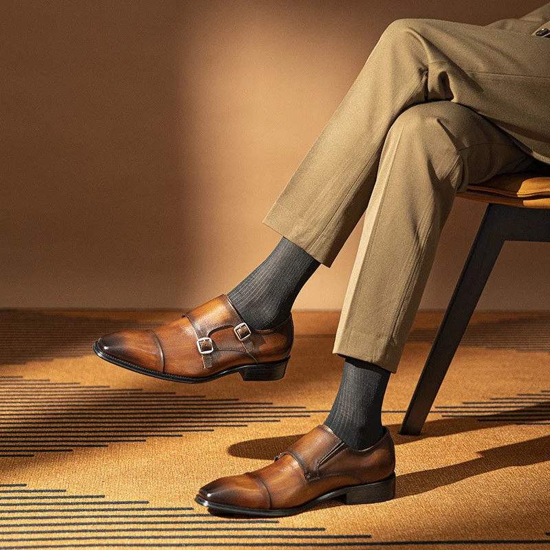 Saigon Leather's Double Buckle Monk Strap Shoes - Image 3