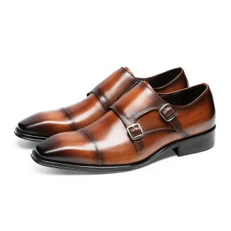 Saigon Leather's Double Buckle Monk Strap Shoes