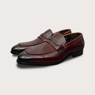 Saigon Leather’s Classic Penny Loafer – Men’s Handmade Brown Full-Grain Calf Leather Shoes