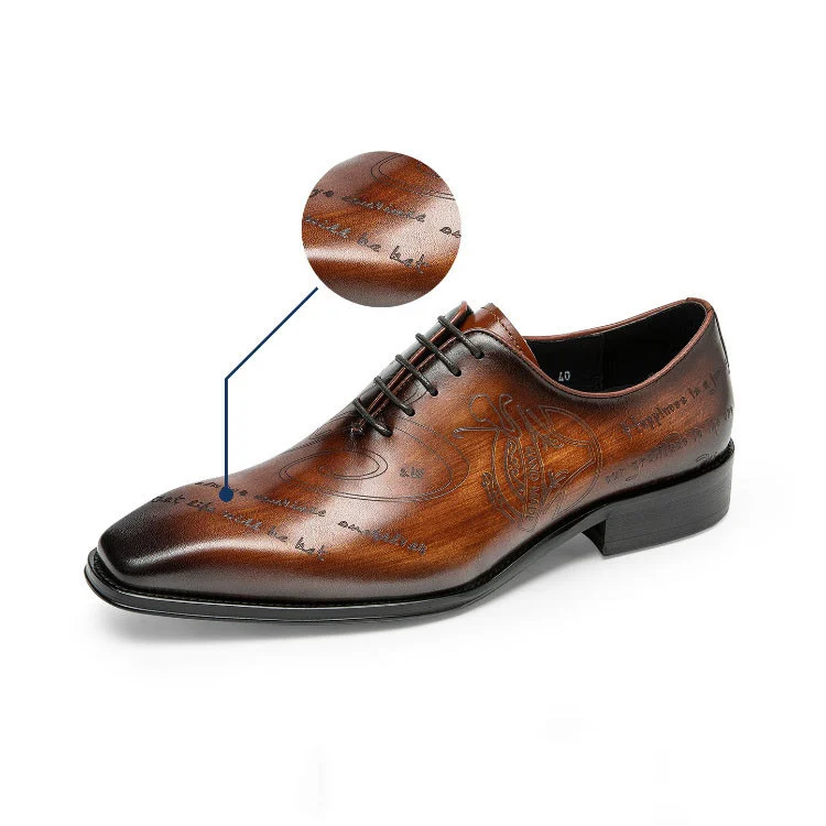 Saigon Leather’s Artisan Patina Oxford – Hand-Painted Script Design - Image 2
