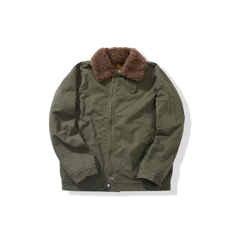 Men’s American Vintage Jungle Cloth Flight Jacket – Sherpa Collar, 100% Cotton - Image 4