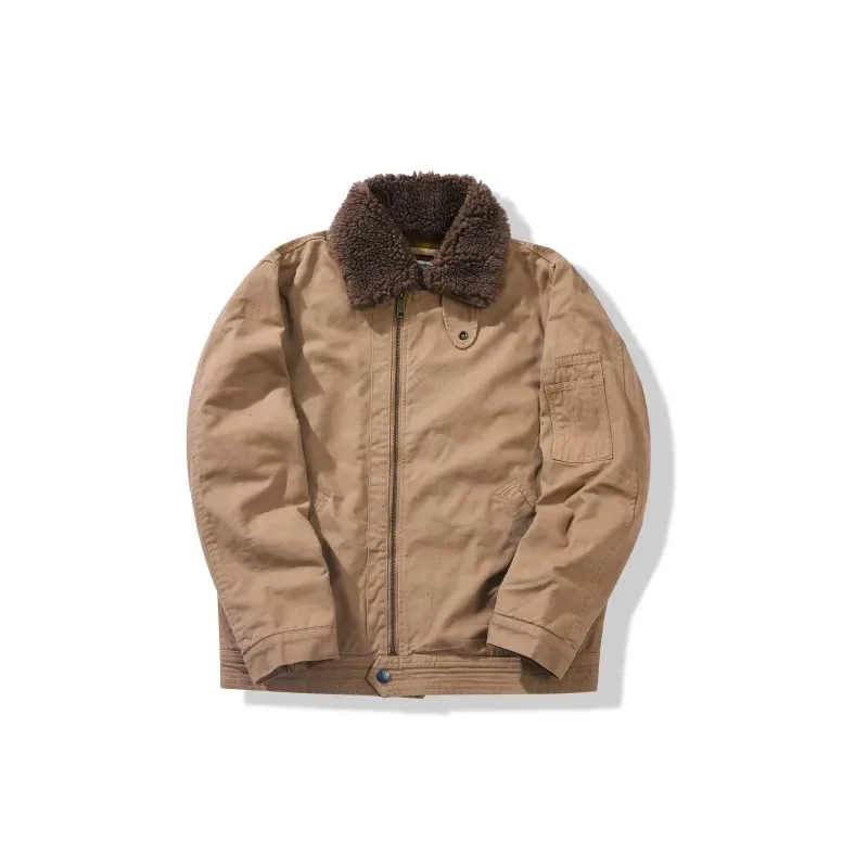 Men’s American Vintage Jungle Cloth Flight Jacket – Sherpa Collar, 100% Cotton - Image 3