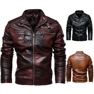 Men’s Racing Leather Jacket – Tough Guy Style, Autumn Motorcycle Gear