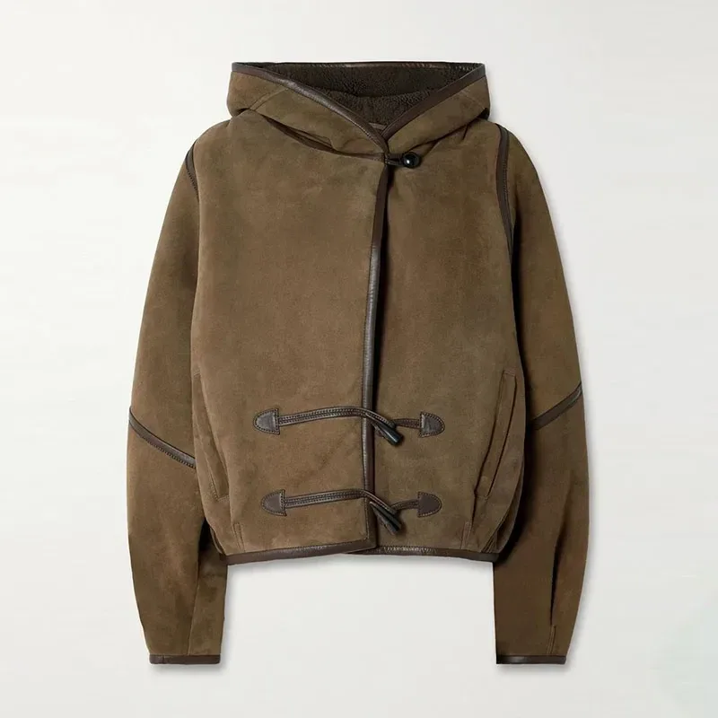 Women’s Casual Hooded Leather Jacket – Solid Color, Street Style, Autumn/Winter Coat - Image 7