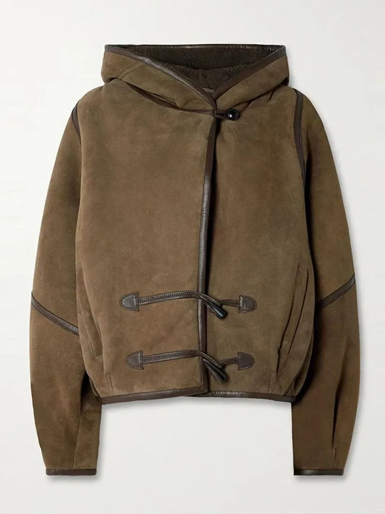 Women’s Casual Hooded Leather Jacket – Solid Color, Street Style, Autumn/Winter Coat - Image 6