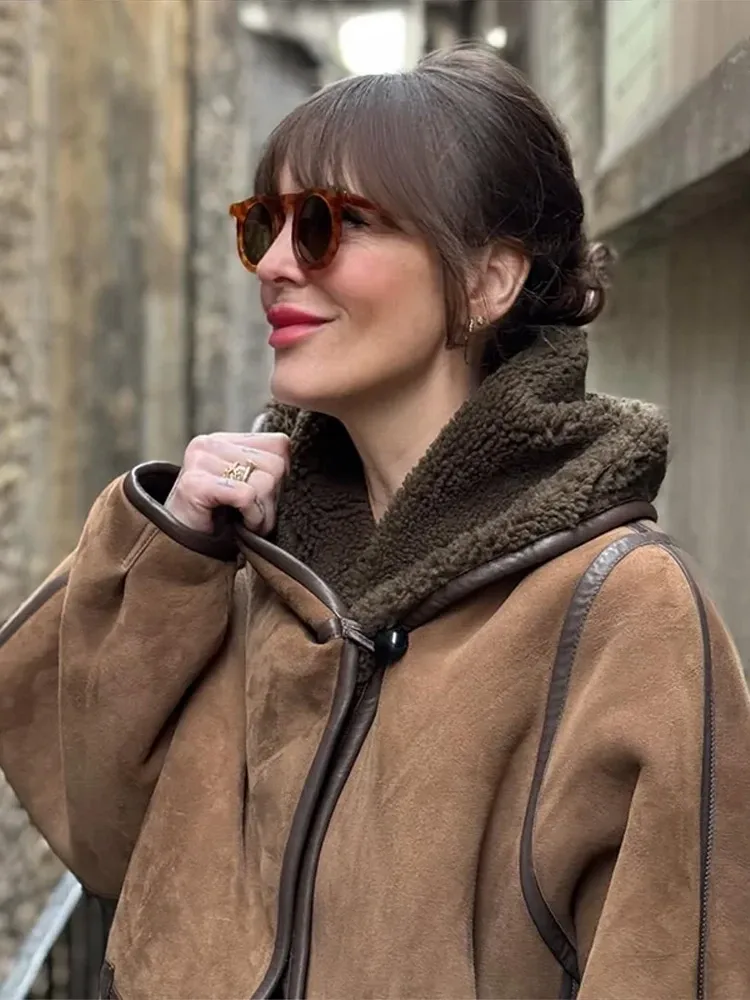 Women’s Casual Hooded Leather Jacket – Solid Color, Street Style, Autumn/Winter Coat - Image 5