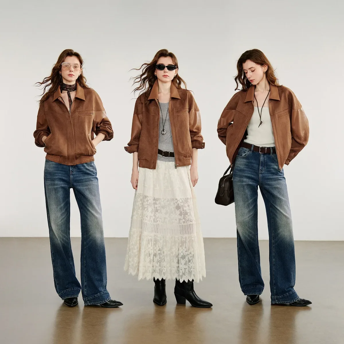 Women’s Retro Suede PU Leather Jacket – Nomadic Style Splicing Coat, Autumn - Image 4
