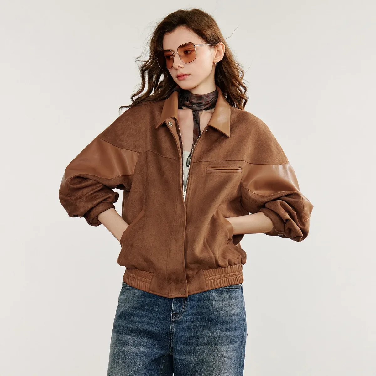 Women’s Retro Suede PU Leather Jacket – Nomadic Style Splicing Coat, Autumn - Image 2