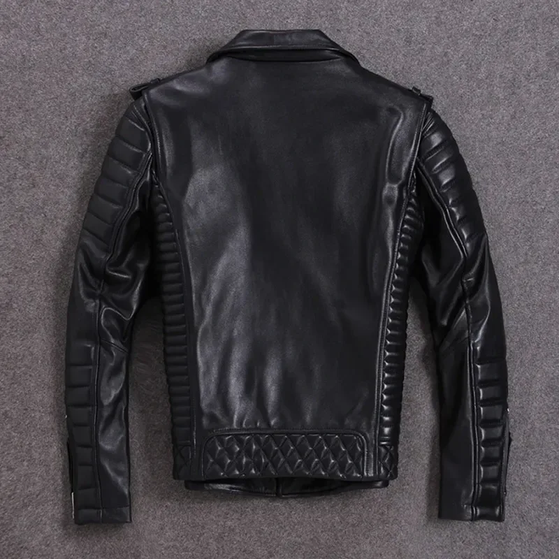 Premium Sheepskin Leather Jacket for Men – Classic Black Moto Elegance - Image 3