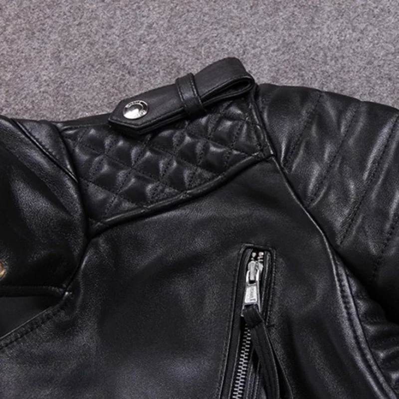 Premium Sheepskin Leather Jacket for Men – Classic Black Moto Elegance - Image 5