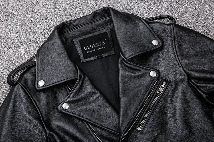Men’s Natural Calfskin Leather Motorcycle Jacket – Slim Fit, Thick Cowhide, Spring Fashion - Image 5