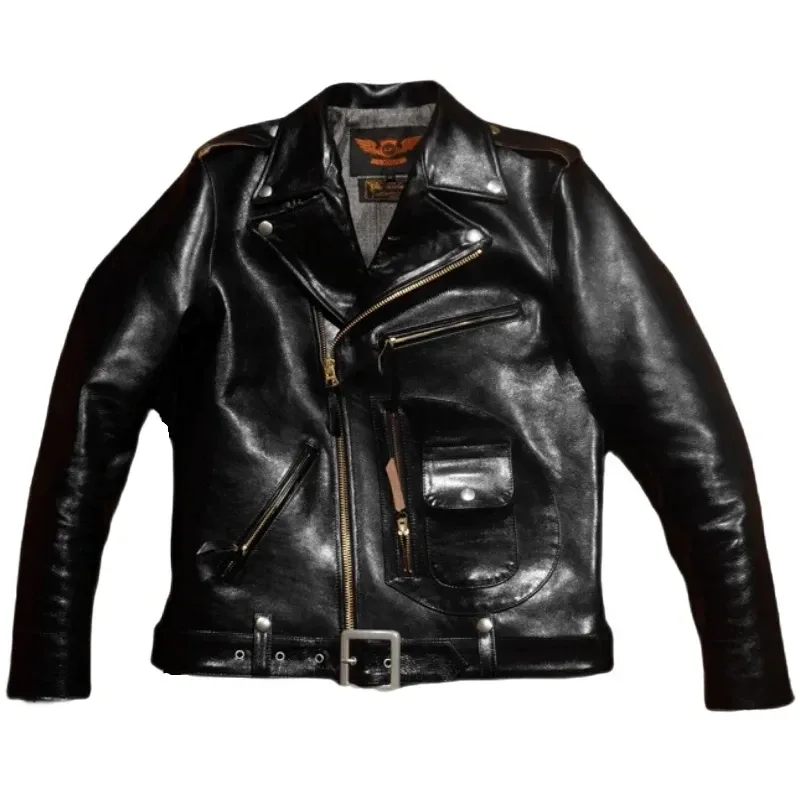 Men’s Vintage Horsehide Leather Jacket – Tea-Core, Heavy J22 Biker Style - Image 5
