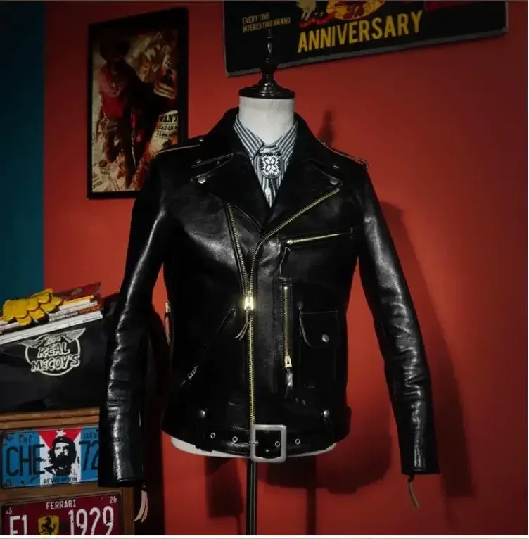 Men’s Vintage Horsehide Leather Jacket – Tea-Core, Heavy J22 Biker Style