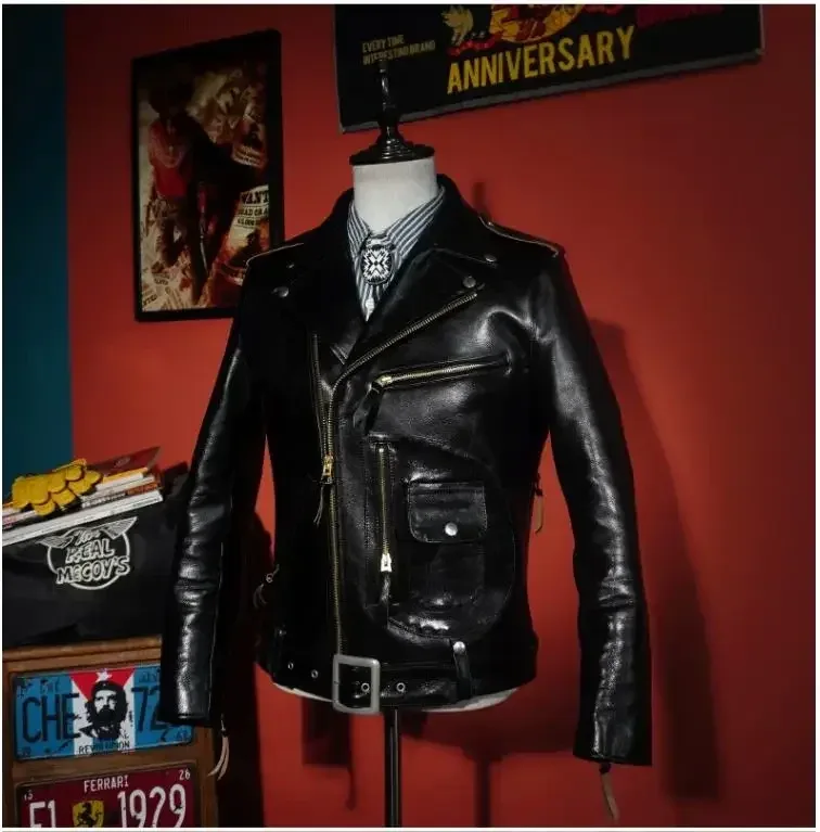 Men’s Vintage Horsehide Leather Jacket – Tea-Core, Heavy J22 Biker Style - Image 2