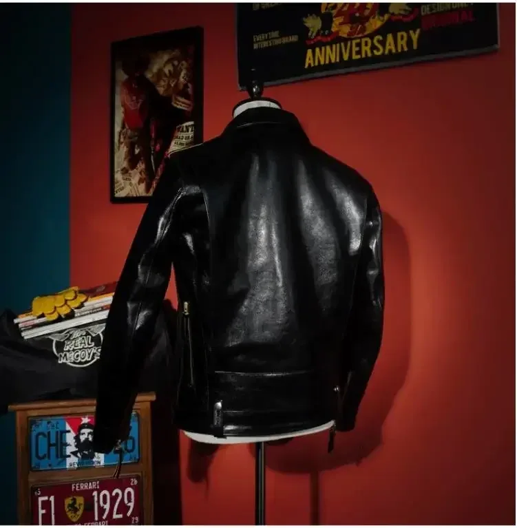 Men’s Vintage Horsehide Leather Jacket – Tea-Core, Heavy J22 Biker Style - Image 3